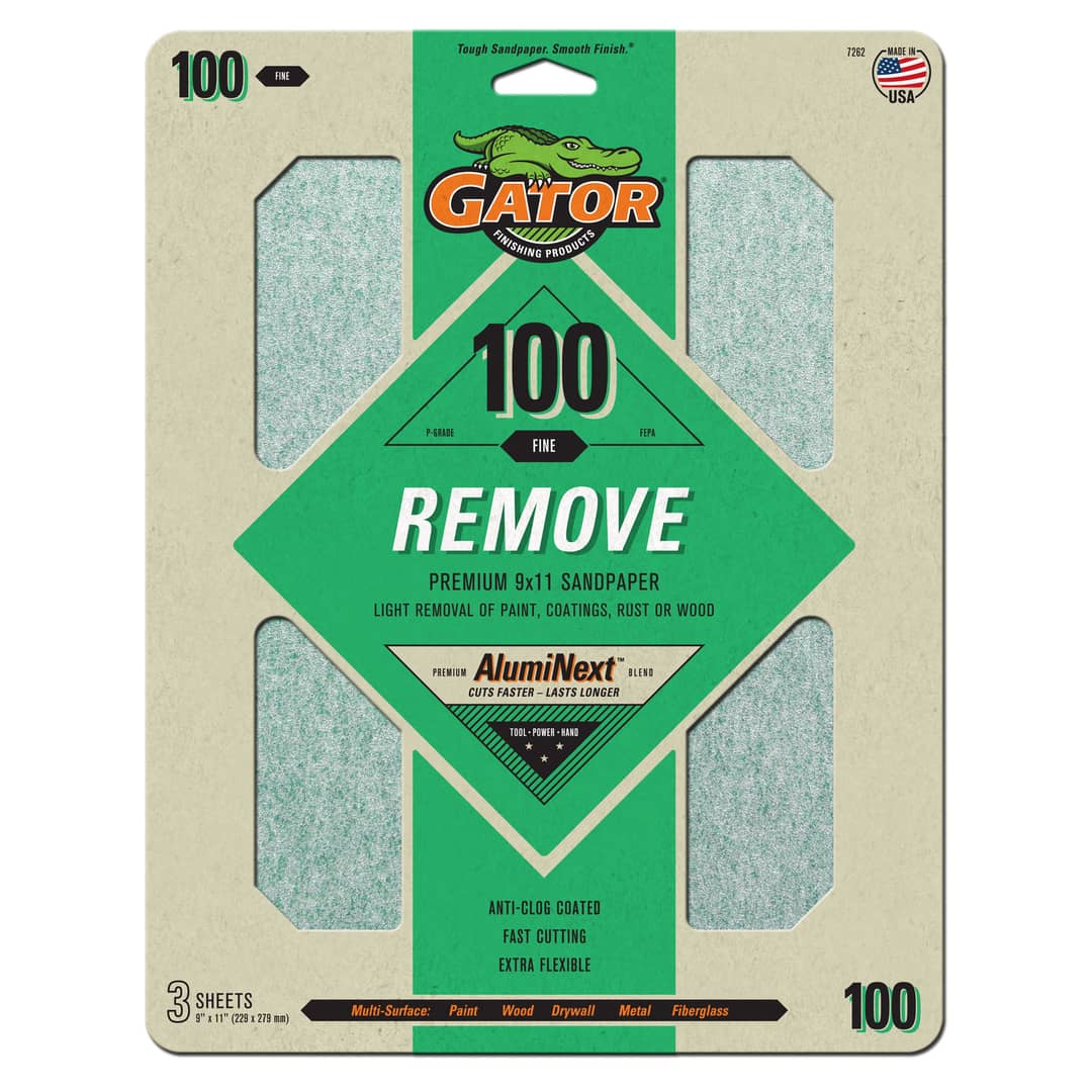 Gator Hojas de lijado de Oxido de Aluminio Premium de grano 100 x 3 unidades