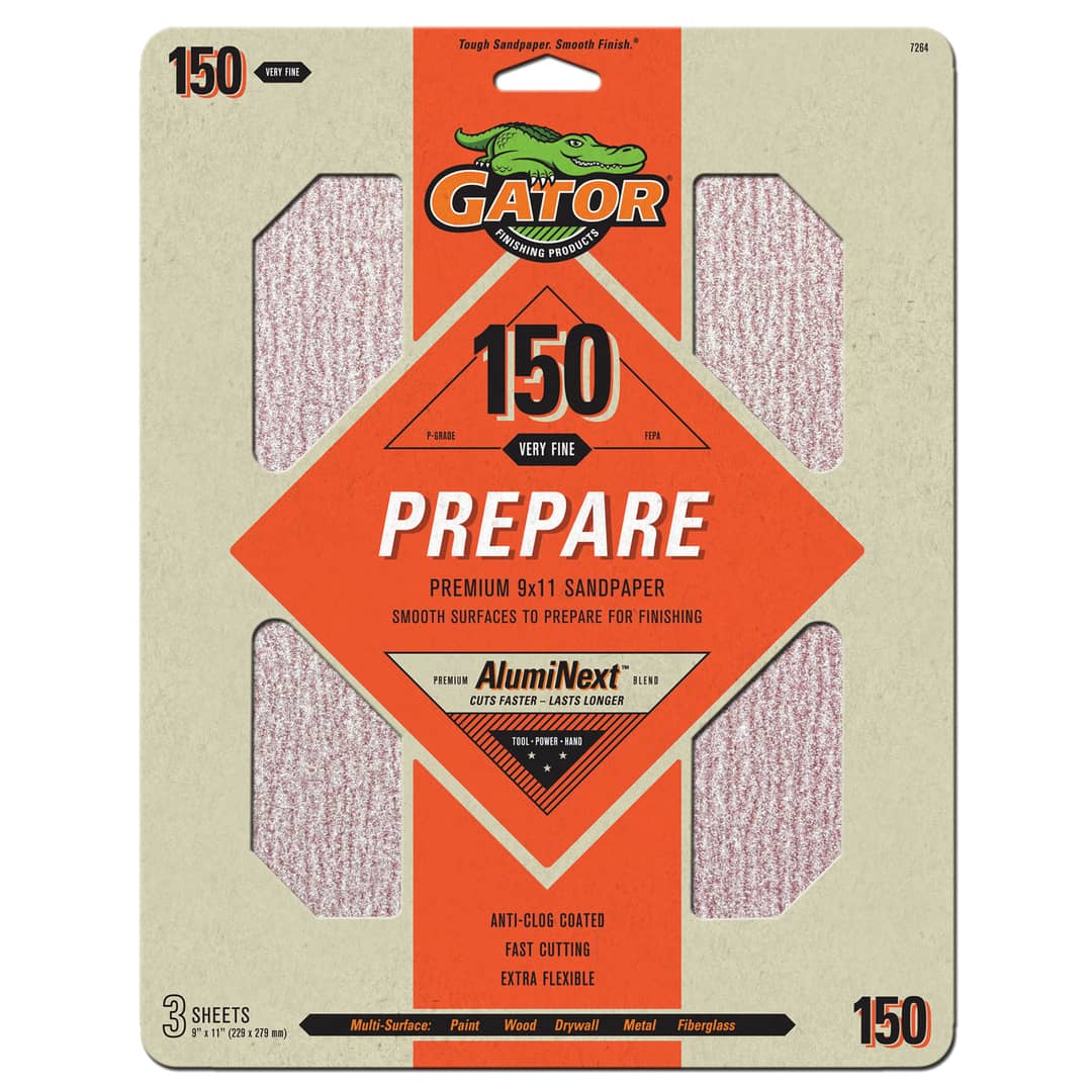 Gator Hojas de lijado de Oxido de Aluminio Premium de grano 150 x 3 unidades