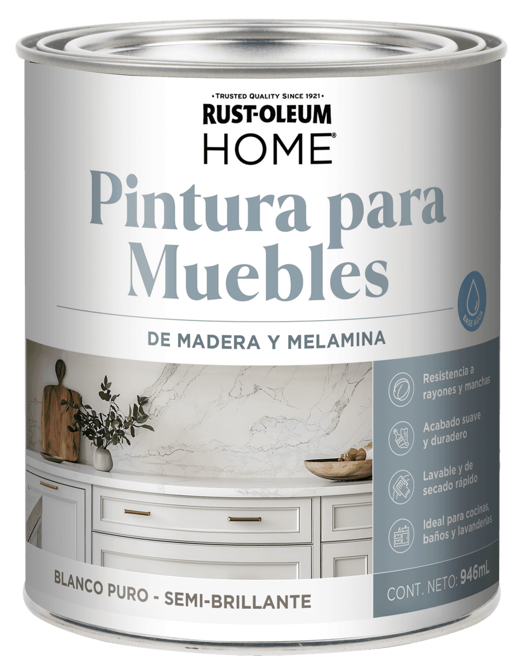 Pintura para muebles de Madera y Melamina Semi-Brillante