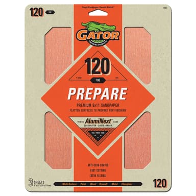 Gator Hojas de lijado de Oxido de Aluminio Premium de grano 120 x 3 unidades