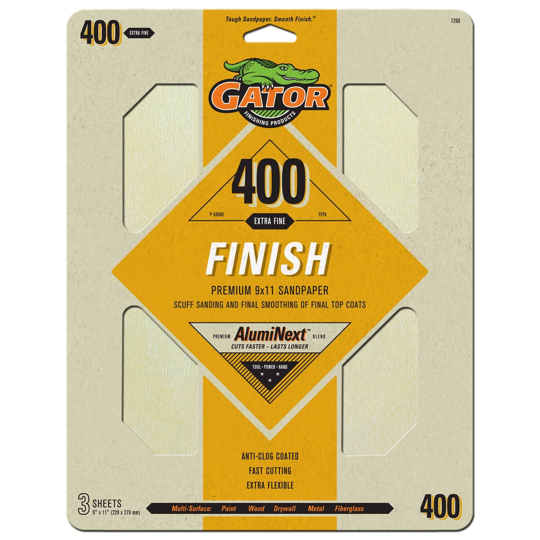 Gator Hojas de lijado de Oxido de Aluminio Premium de grano 400 x 3 unidades