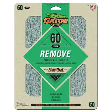 Gator Hojas de lijado de Oxido de Aluminio Premium de grano 60 Gator x 3 unidades