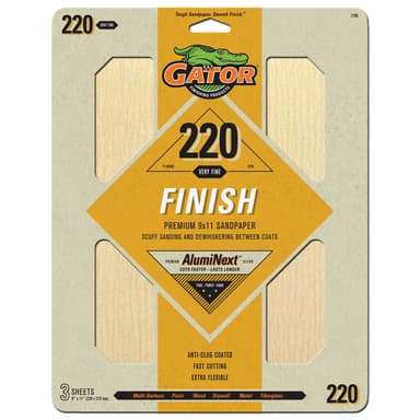 Gator Hojas de lijado de Oxido de Aluminio Premium de grano 220 x 3 unidades