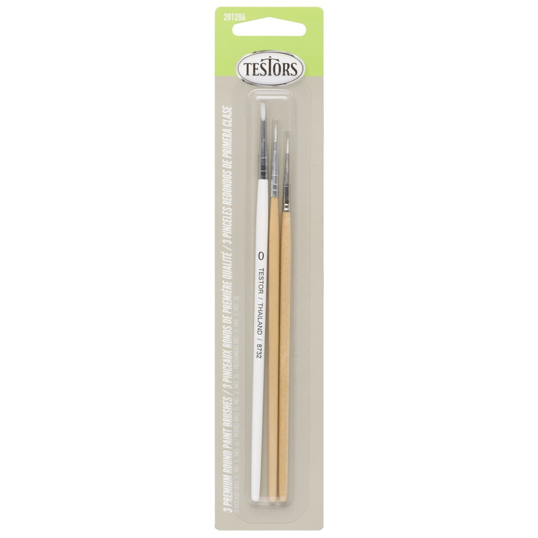 Testors Set 3 Pinceles Redondos Primera Clase